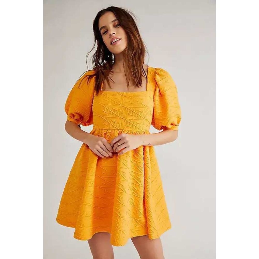 Free People Womens Violet Mini Dress Size Medium Carrot Ginger Textured Babydoll